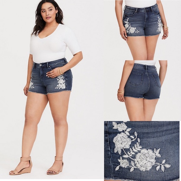 torrid Pants - Torrid Embroidered High Rise Shorts Size 12